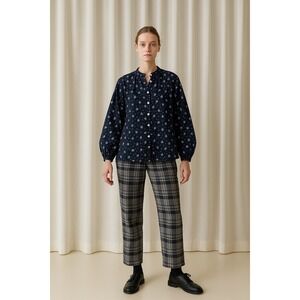 Skall Studio Suzanne shirt size US 2/4 navy provence floral cotton blouse